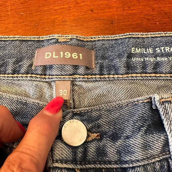 DL1961 NWT SZ 30 Emilee straight DL Vintage ultra‎ high rise Bedford blue jeans - Picture 8 of 16